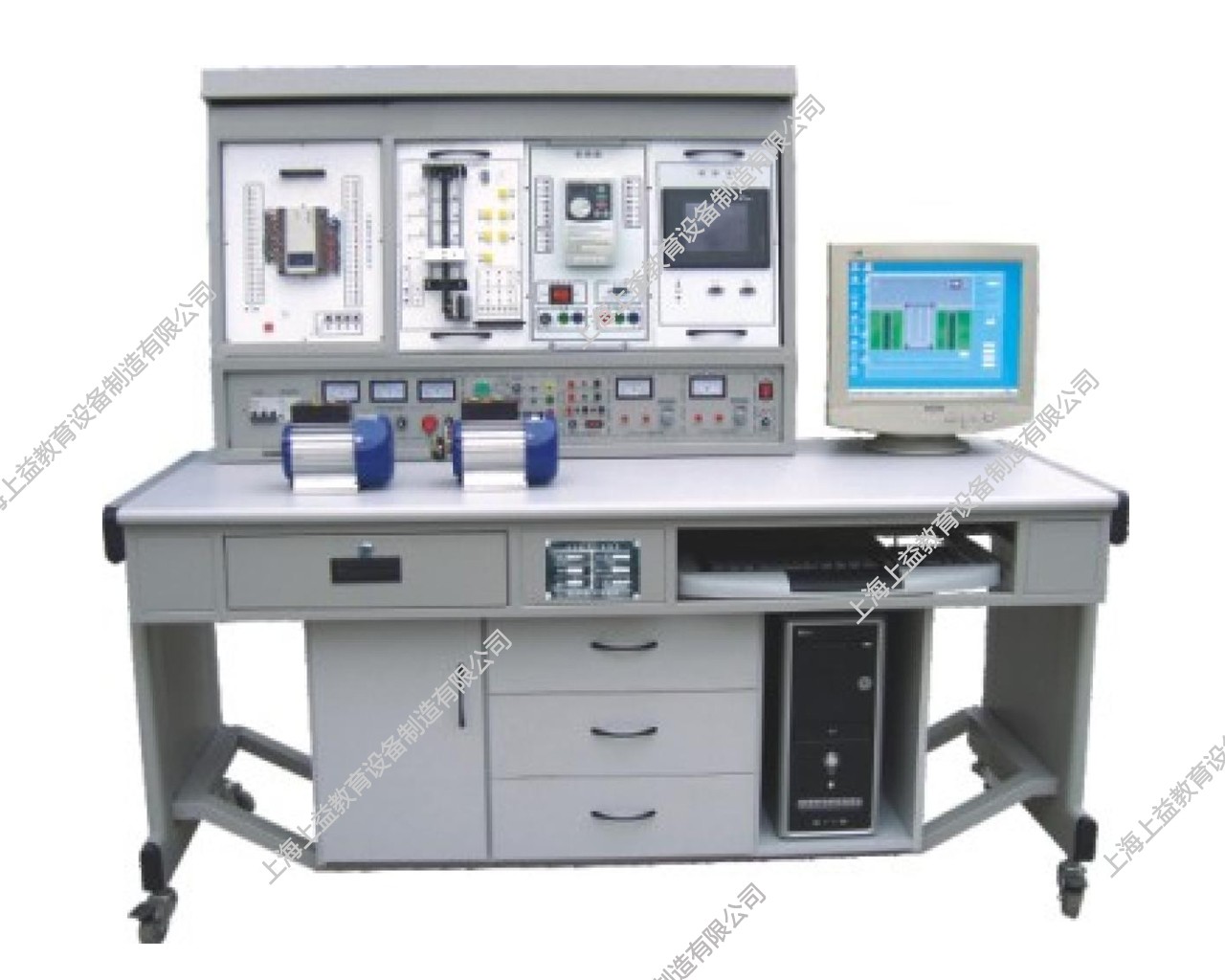 SYPLC-104C網(wǎng)絡(luò)型PLC可編程控制器/變頻調(diào)速/電氣控制及微機接口綜合實驗裝置（PLC、變頻器、觸摸屏、電氣控制、微機接口）